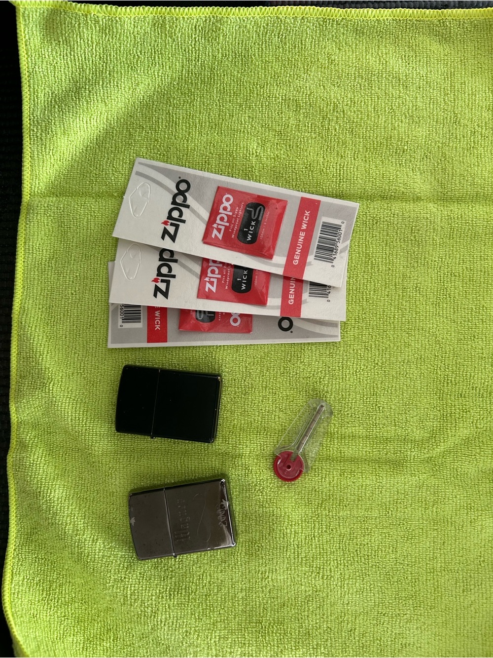 Genuine Zippo lighters with wick refills and flints. Balch / Chrome